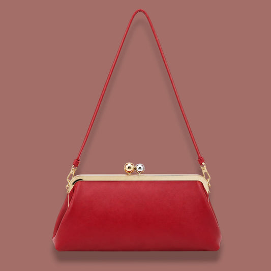 Inzi - Two-Tone Kiss Lock Shoulder Bag