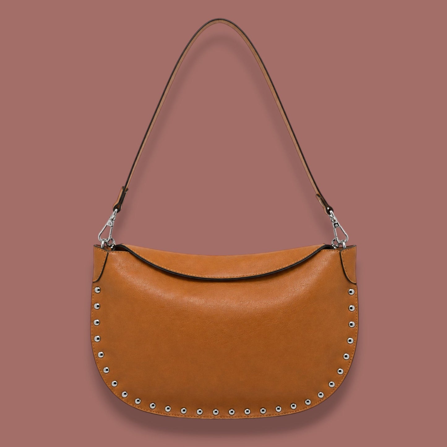 Inzi - Studded Crescent Shoulder Bag