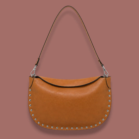 Inzi - Studded Crescent Shoulder Bag