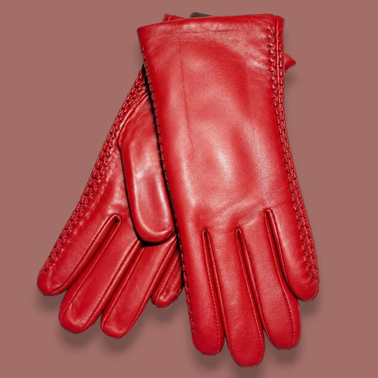 Audrey's - Crimson Stitch Genuine Leather Gloves