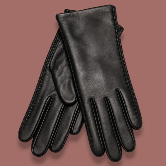 Audrey's - Black Stitch Leather Gloves