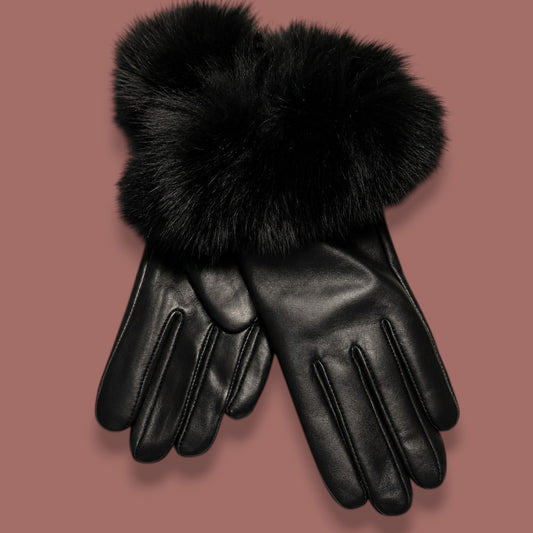 Audrey's - Fur Trim Leather Gloves