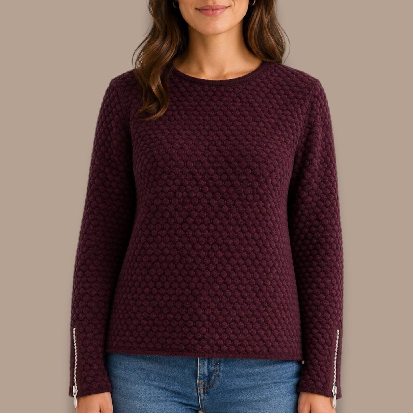 Skovhuus - Textured Knit Sweater With Zipper Cuffs