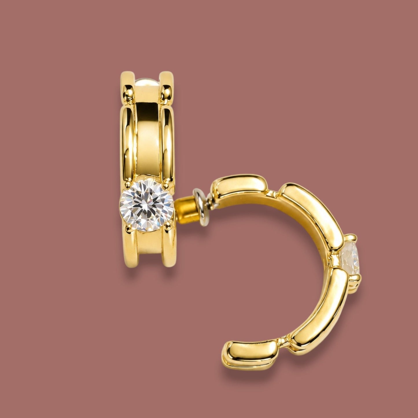 Audrey's - Crystal-Centred Gold Hoop Earrings