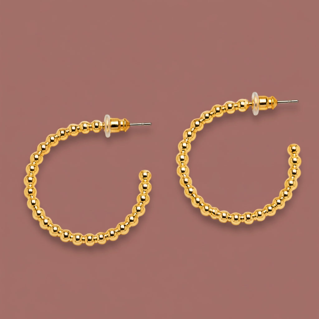Audrey's - Textured Beaded Hoop Earrings