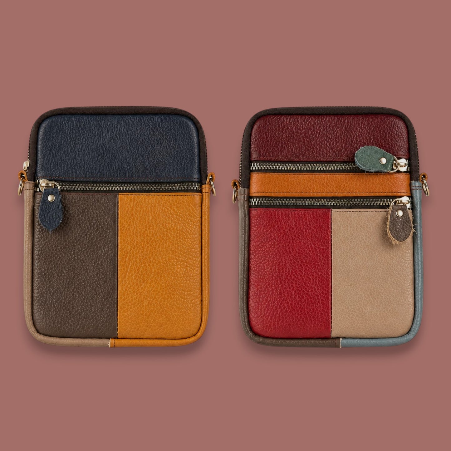 Armoir - Two-Sided Colour Block Leather Crossbody Bag