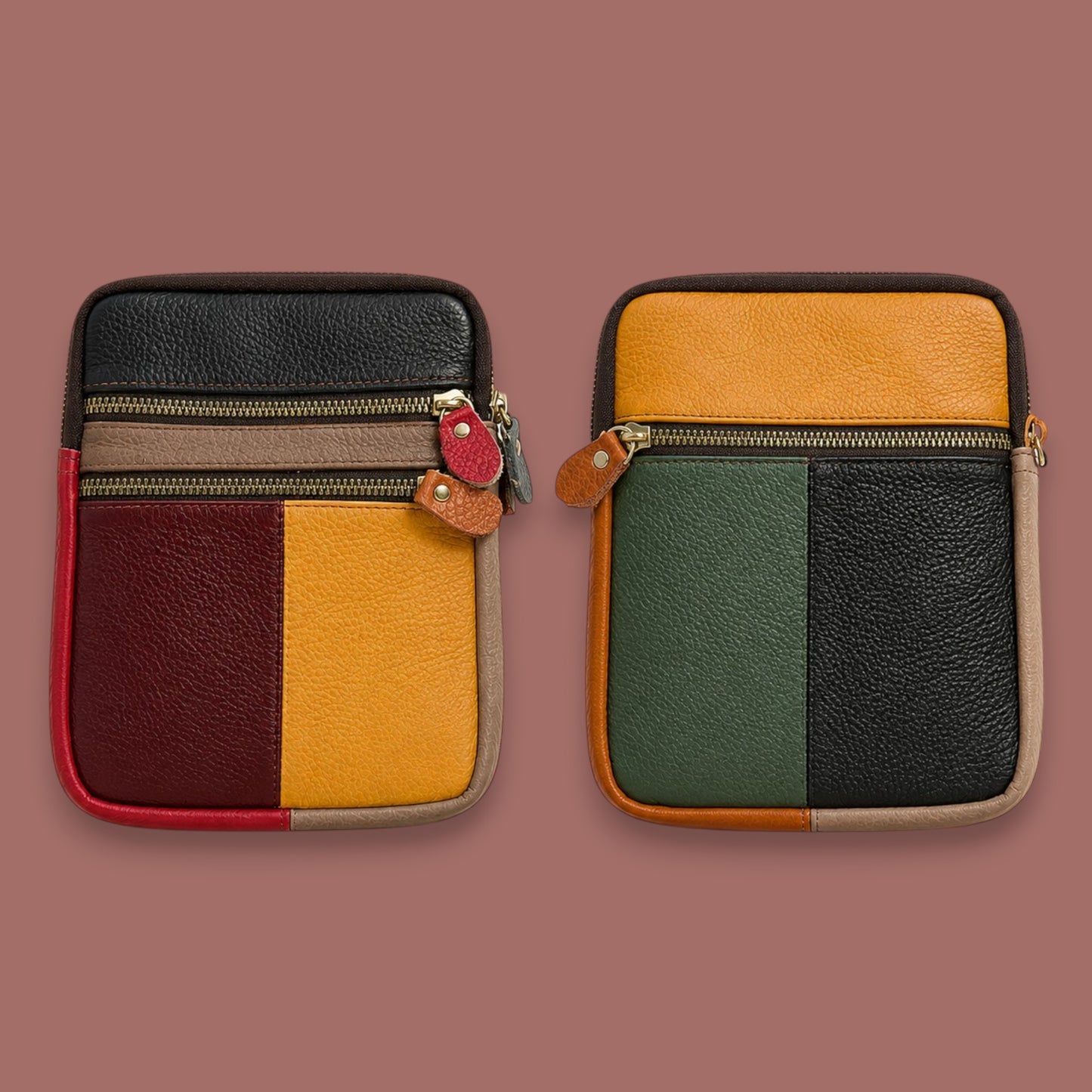 Armoir - Two-Sided Colour Block Leather Crossbody Bag