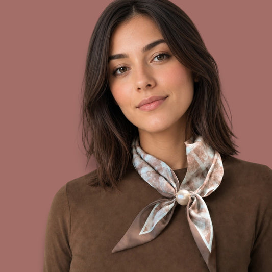 Red Coral - Pearl Accent Printed Scarf