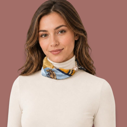 Red Coral - Equestrian Print Neck Scarf