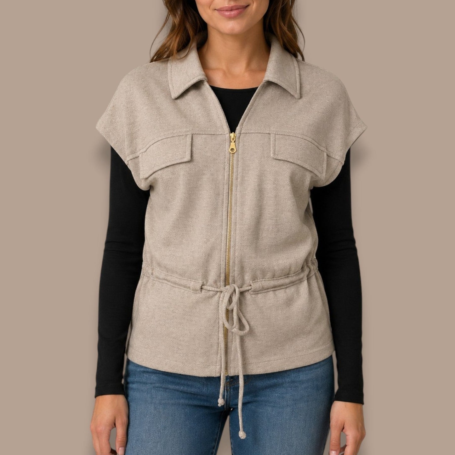 DeVia - Zip-Up Drawstring Vest