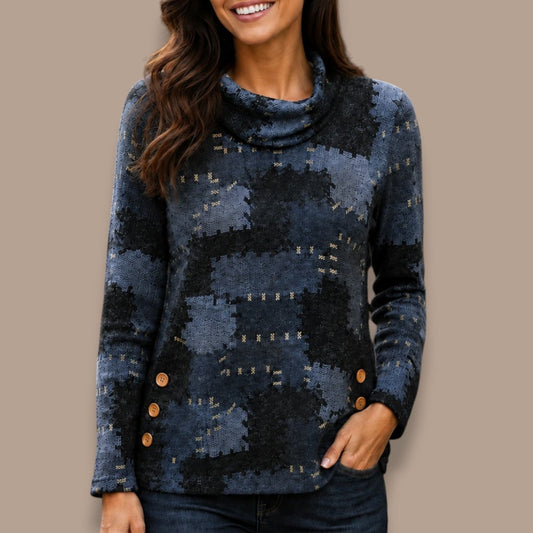 DeVia - Cowl Neck Button Detail Top
