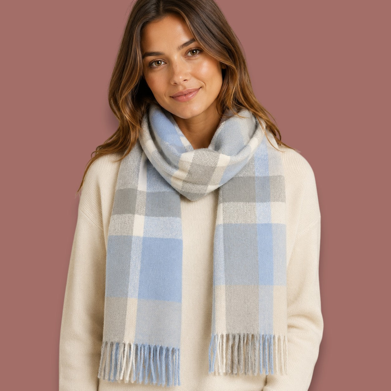 Audrey's - Oversized Check Fringe Scarf