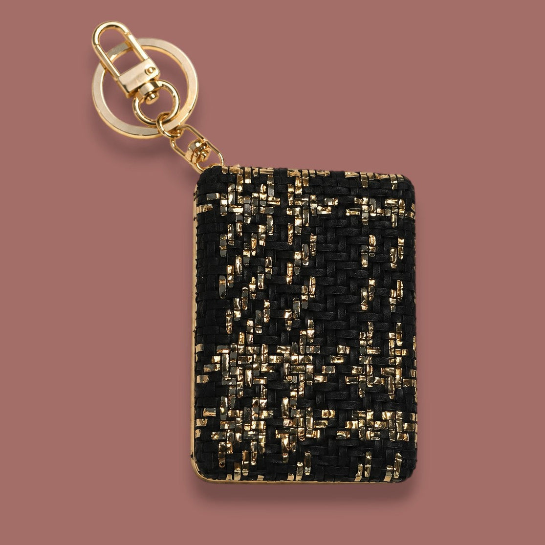 Jacqueline Kent - Woven Double-Sided Compact Mirror Keychain