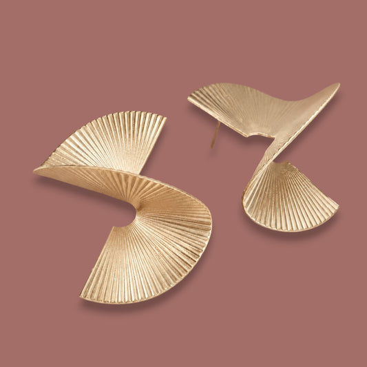 Jacqueline Kent - Sculptural Pleated Fan Earrings