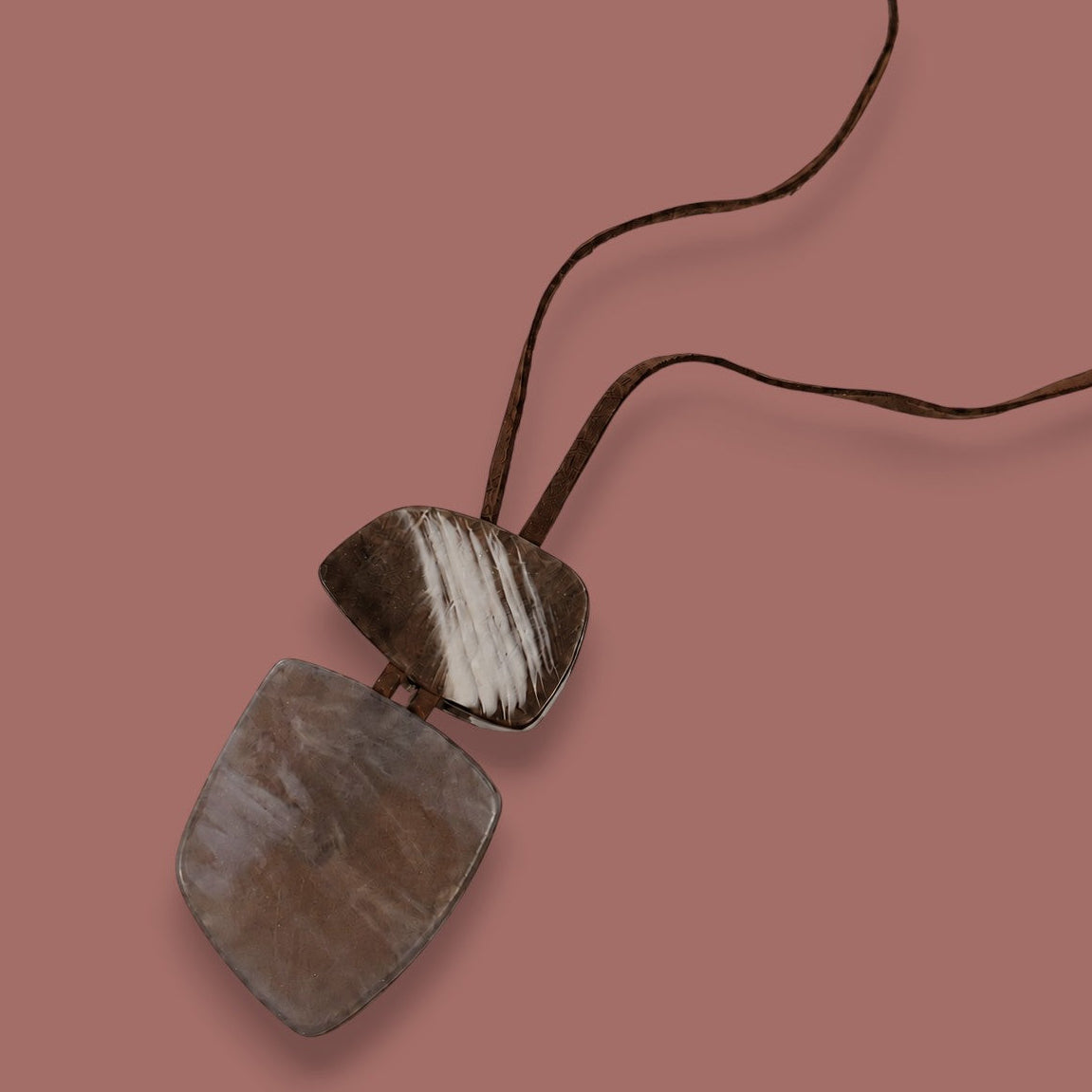 Red Coral - Layered Geometric Pendant Necklace