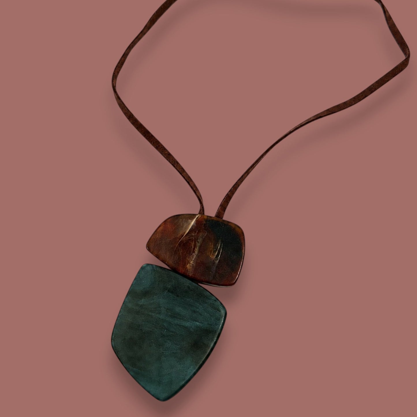 Red Coral - Layered Geometric Pendant Necklace