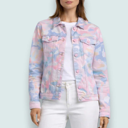 Carreli - Floral Print Stretch Denim Jacket