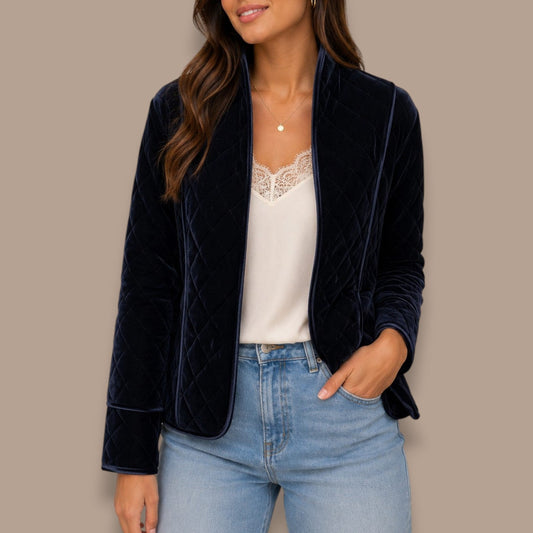 FDJ - Reversible Quilted Velvet Open Front Jacket