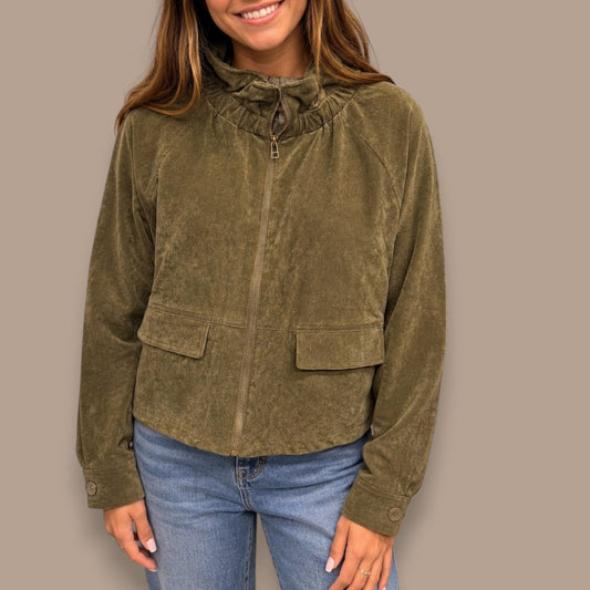FDJ - Zip Front Jacket with Ruffle Collar