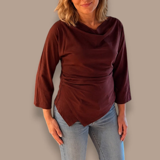 FDJ - Draped Neck Asymmetrical Knit Top