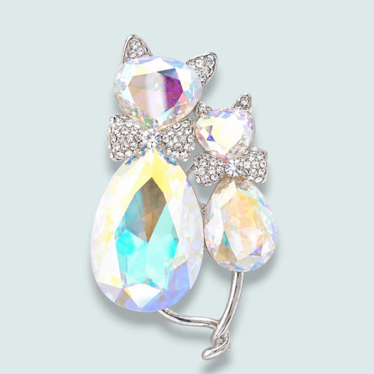 Audrey's - Crystal Cat Duo Brooch