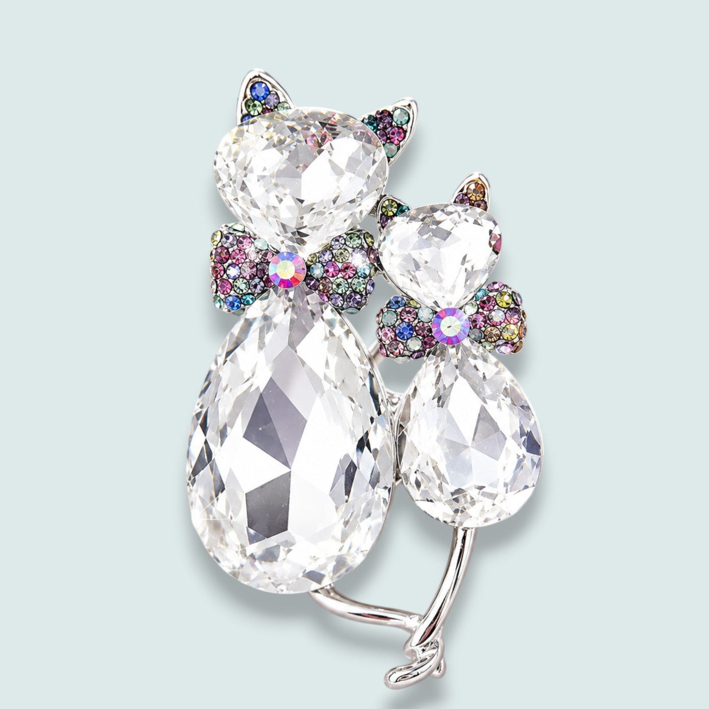 Audrey's - Crystal Cat Duo Brooch