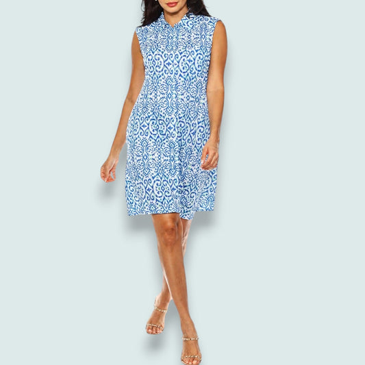 Tango Mango - Mosaic Print Sleeveless Shirt Dress