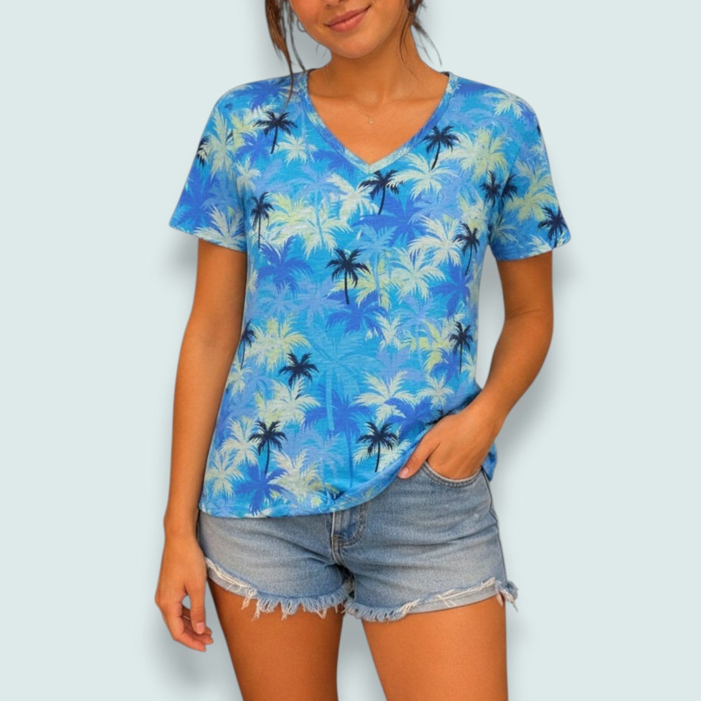 Tango Mango - Sun-Kissed Escape V-Neck Tops