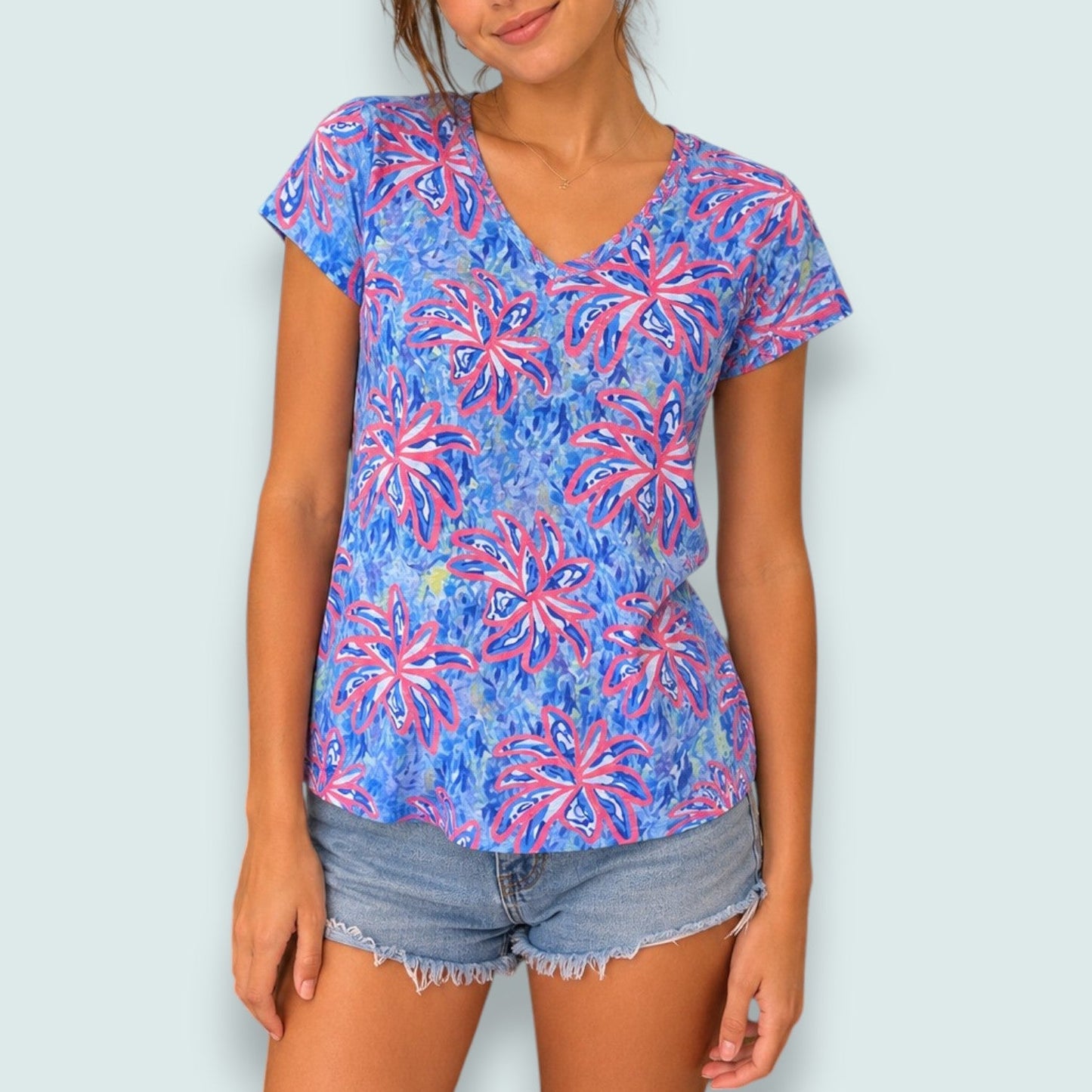 Tango Mango - Sun-Kissed Escape V-Neck Tops