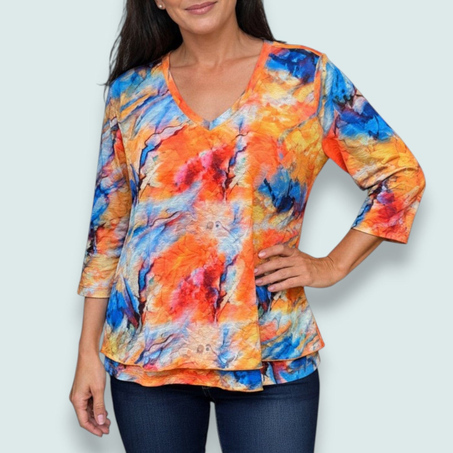 Tango Mango - Watercolour Print Layered Top