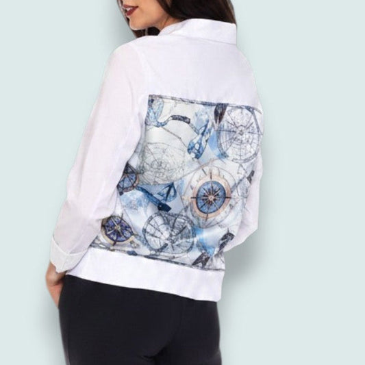Tango Mango - Nautical Print Button-Front Jacket
