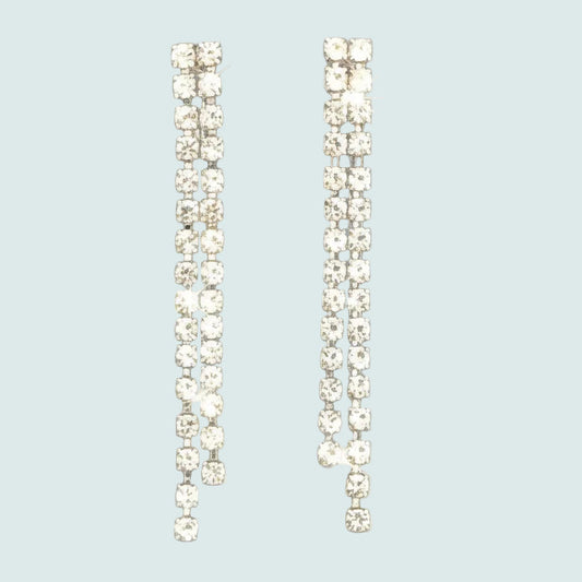 Audrey's - Silver Crystal Linear Drop Earrings
