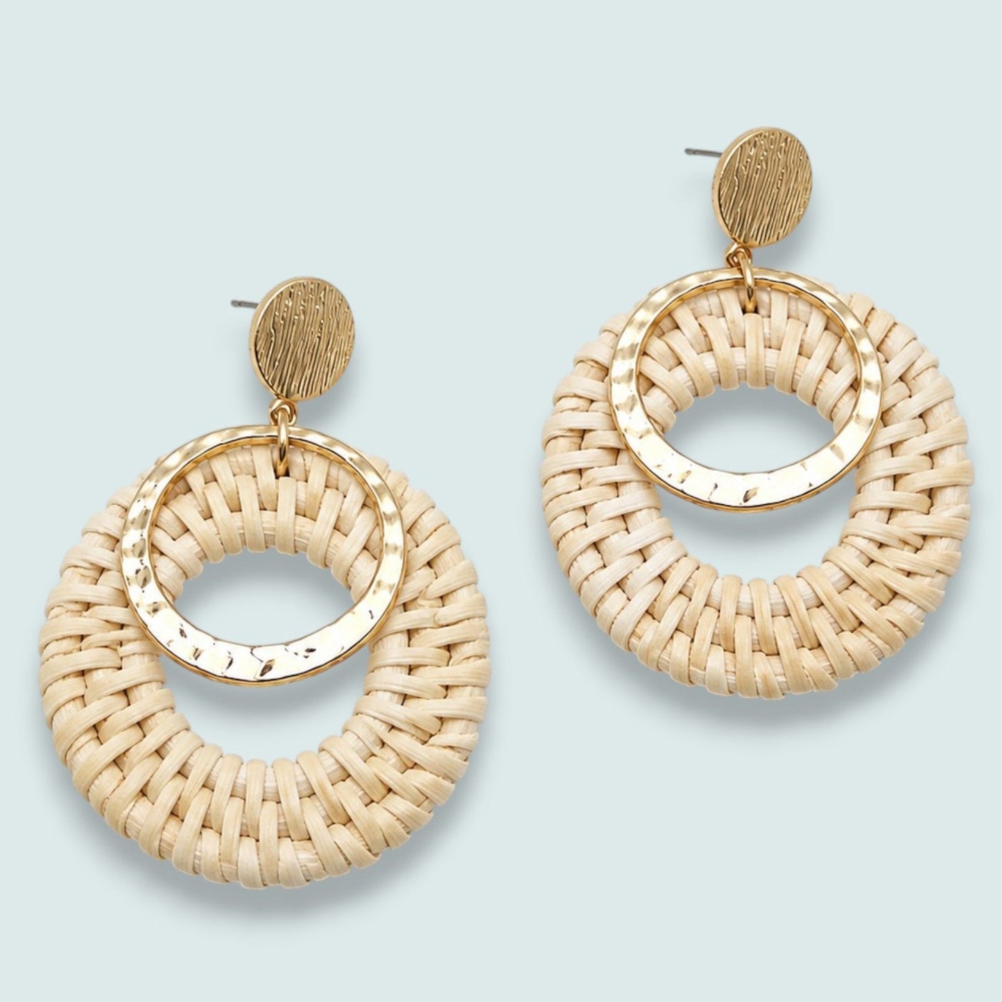 Caracol - Raffia Hoop Drop Earrings