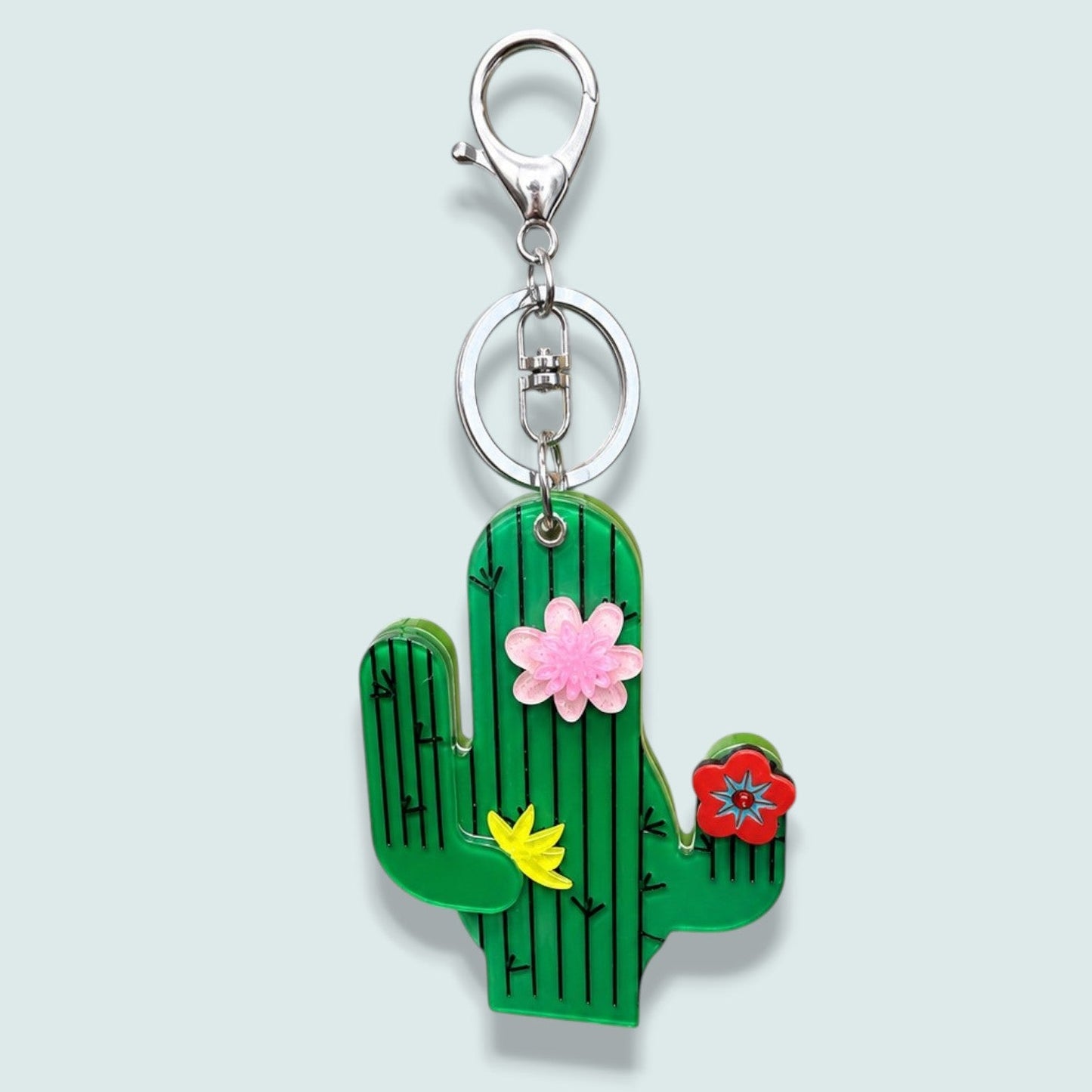 Caracol - Desert Bloom Cactus Mirror Keychain