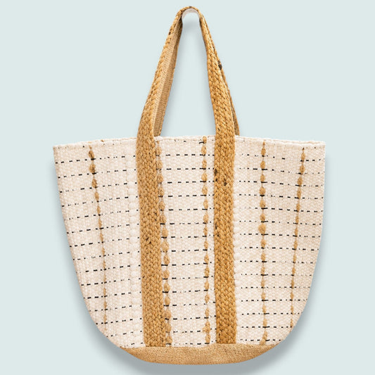Vintage Decor - Natural Jute Woven Tote Bag