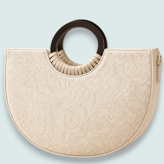 Vintage Decor - Luna Wooden Handle Crescent Bag