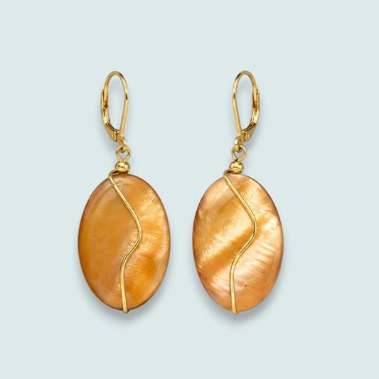 Lofttan - Golden Oyster Shell Drop Earrings