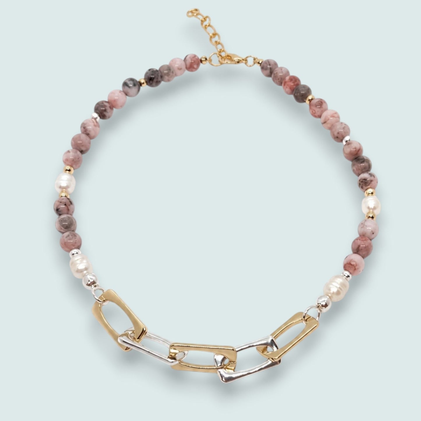 Merx - Blush Stone Mixed Link Necklace