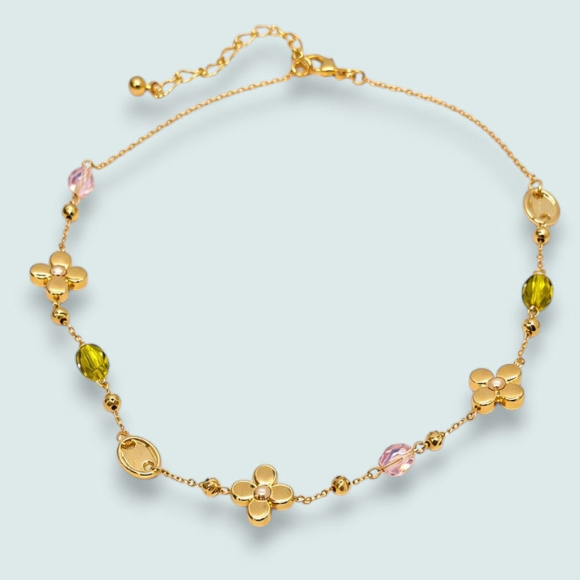 Merx - Golden Clover Crystal Necklace