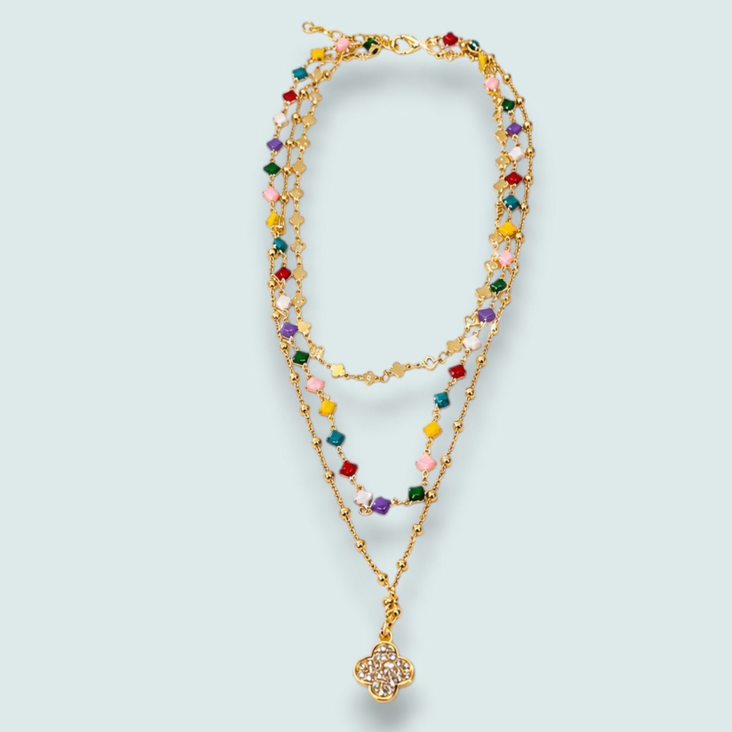 Merx - Rainbow Clover Layered Necklace