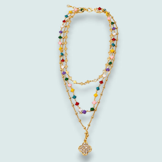 Merx - Rainbow Clover Layered Necklace