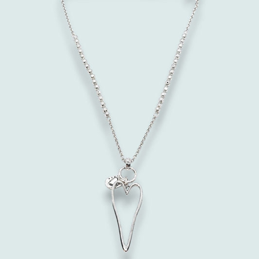Merx - Silver Open Heart Pendant Necklace