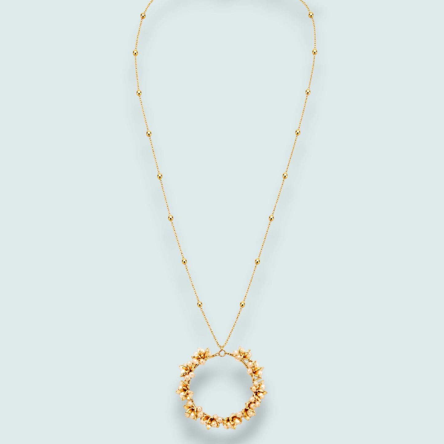 Merx - Golden Bloom Circle Pendant Necklace
