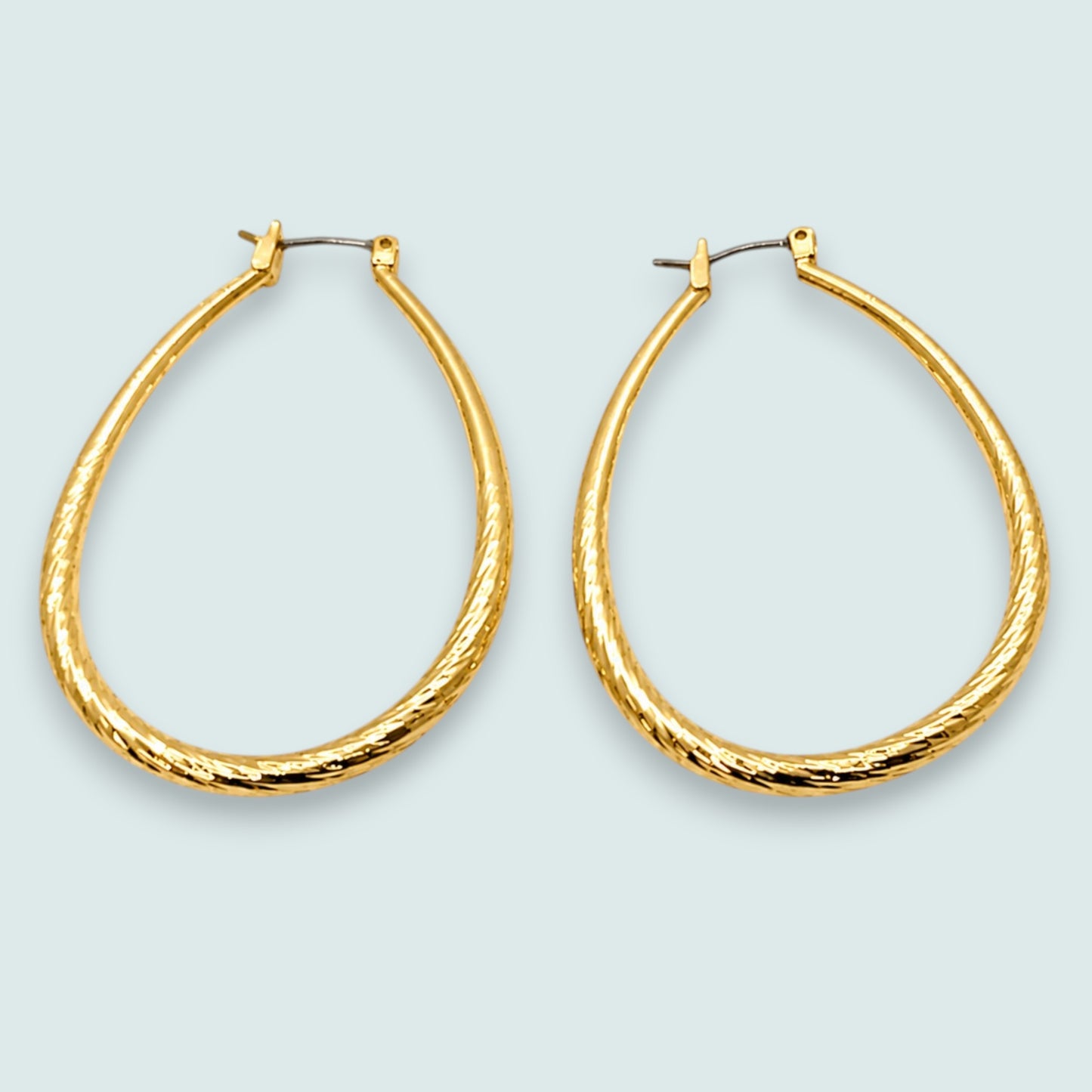 Audrey's - Textured Teardrop Hoop Earrings