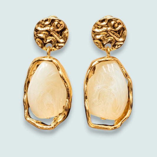 Audrey's - Organic Ivory Resin Drop Earrings