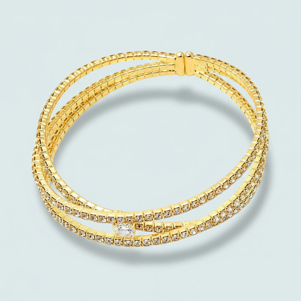 Audrey's - Crystal Cuff Bracelet with Center Stone