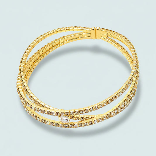 Audrey's - Crystal Cuff Bracelet with Center Stone