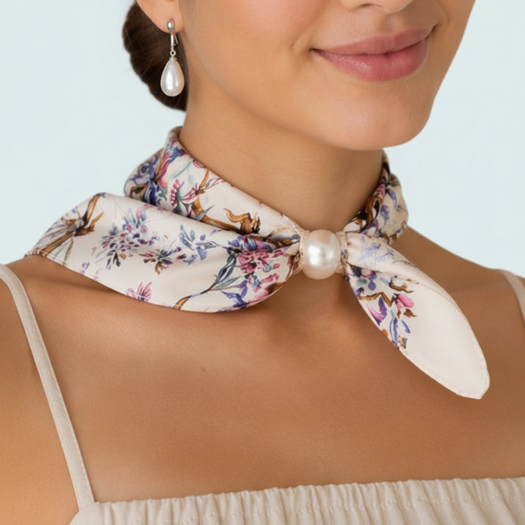 Red Coral - Magnetic Pearl Bloom Scarf