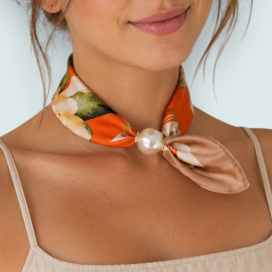 Red Coral - Sunset Bloom Neck Scarf