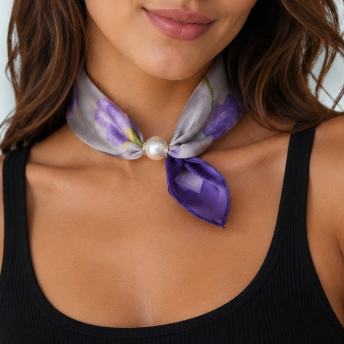 Red Coral - Lavender Bloom Neck Scarf